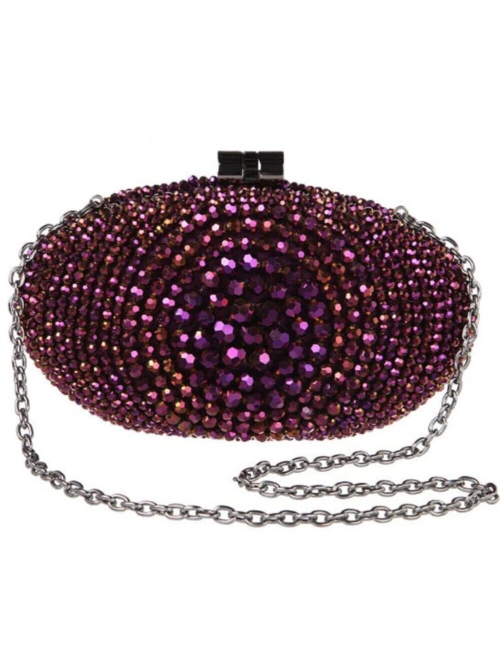 💥GLAM & SEXY!💥VINTAGE Caché Luxurious Sparkly Aubergine Purple Crystal Clutch - Picture 2 of 15